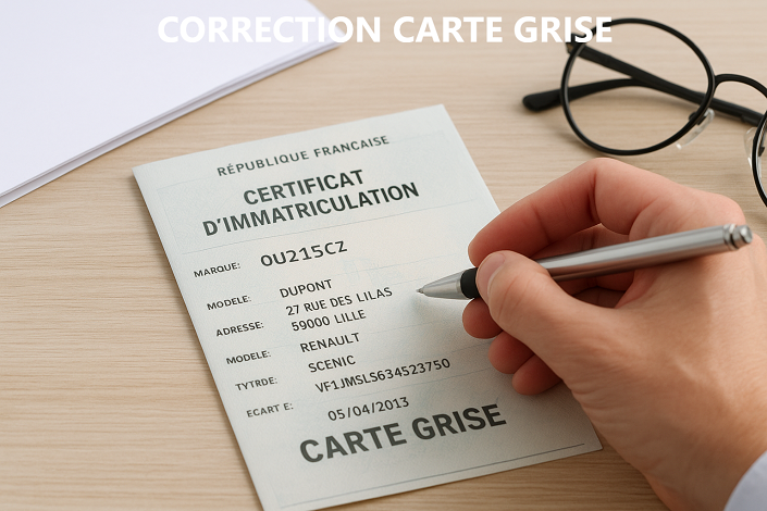 correction erreur sur la carte grise